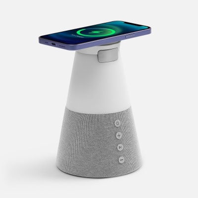Bluetooth-колонка с беспроводной зарядкой и подсветкой Cone Sonance, серая от martvrn.ru