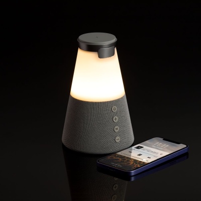 Bluetooth-колонка с беспроводной зарядкой и подсветкой Cone Sonance, серая от martvrn.ru