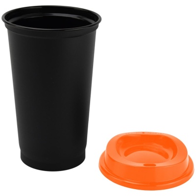 Стакан с крышкой Color Cap Black, черный с оранжевым от martvrn.ru