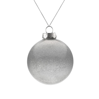 Елочный шар Finery Shine, 8 см, глянцевый серебристый с глиттером от martvrn.ru