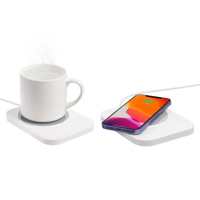 Кружка с подогревом и беспроводной зарядкой dualBase plus, белая от martvrn.ru