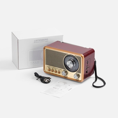 Bluetooth-колонка с радио Listenberg, коричневая от martvrn.ru