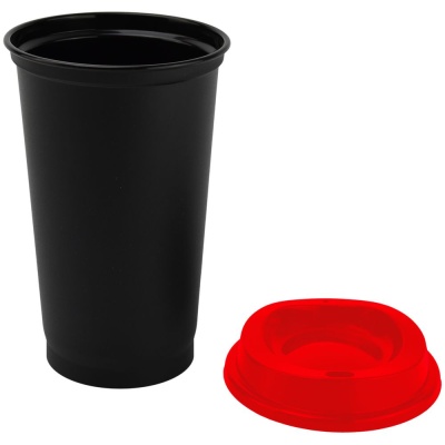 Стакан с крышкой Color Cap Black, черный с красным от martvrn.ru