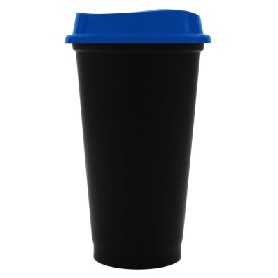Стакан с крышкой Color Cap Black, черный с синим от martvrn.ru
